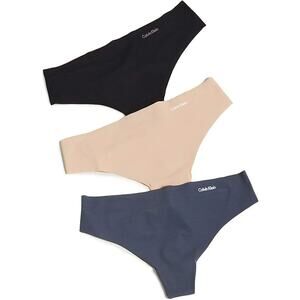 New Small Calvin Klein Women's Invisibles Seamless Thong Panties, 3 Pack